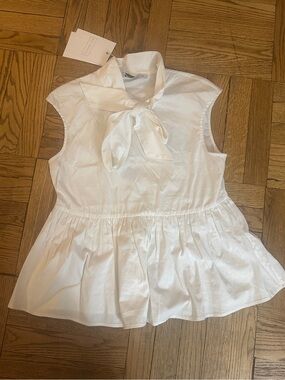 Mac Duggal white blouse with bow size xs